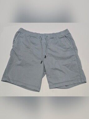 Zara Men's Drawstring Chino Shorts Size L Light Blue Gray Elastic Waist Casual